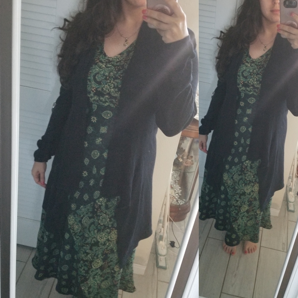 Loft long black cardigan size L